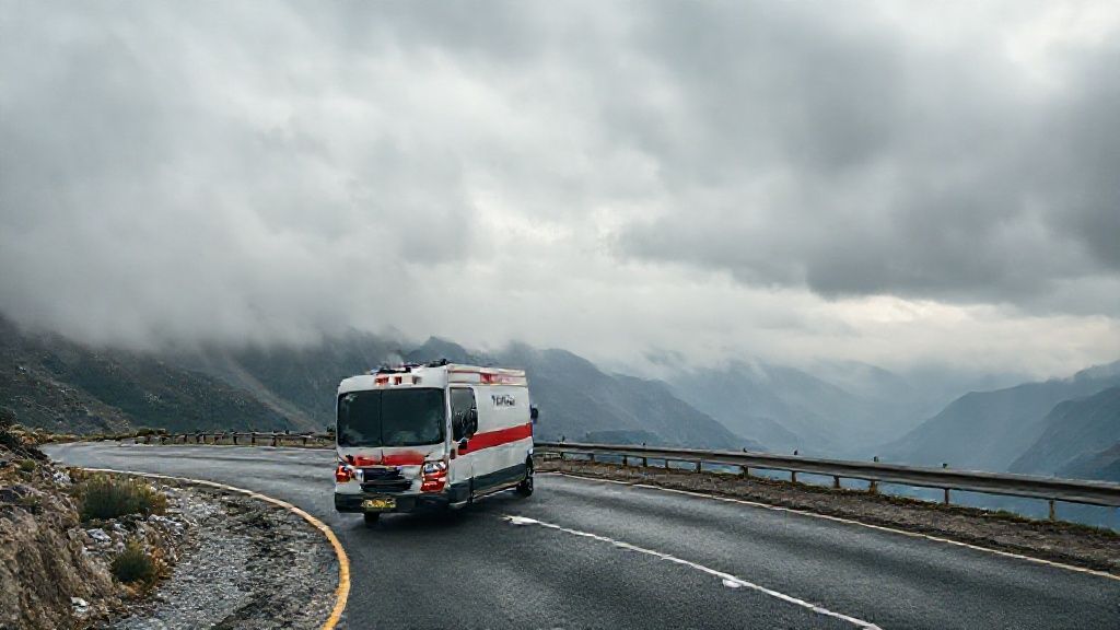 خودروی امداد کرمان موتور در جاده کوهستانی ایران
